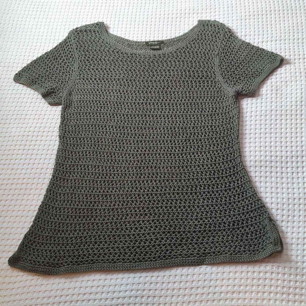 Eddie Bauer vintage cotton knit shirt sleeve sweater size XL